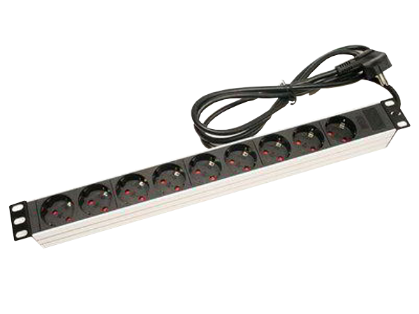 APower 1U 19" fekete/alu 9-es elektromos elosztó