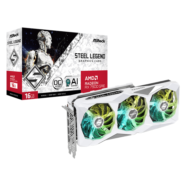ASRock RX 7900 GRE STEEL LEGEND AMD 16GB DDR6 PCIe videókártya