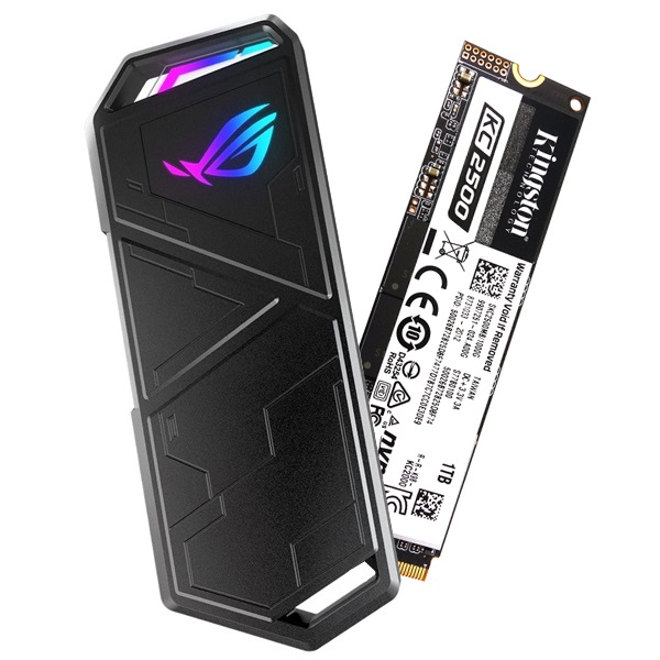 ASUS ROG Strix Arion USB 3.2 fekete külső SSD ház + Kingston 1TB NVMe KC2500 SSD