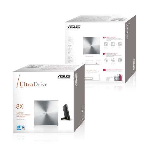 ASUS SDRW-08U5S-U/SIL/G/AS USB dobozos ezüst DVD író