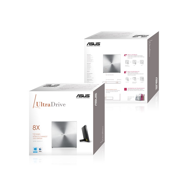 ASUS SDRW-08U5S-U/SIL/G/AS USB dobozos ezüst DVD író