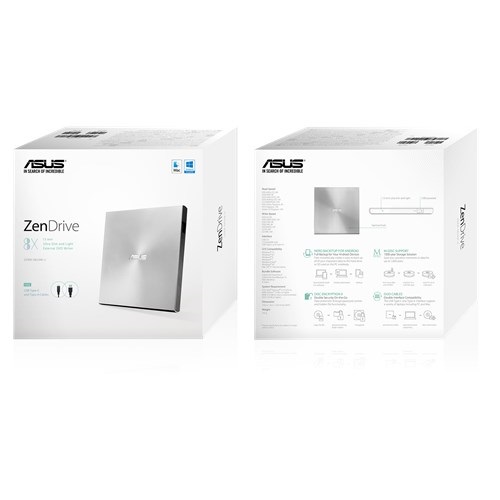 ASUS SDRW-08U9M-U/SIL/G/AS USB ezüst DVD író