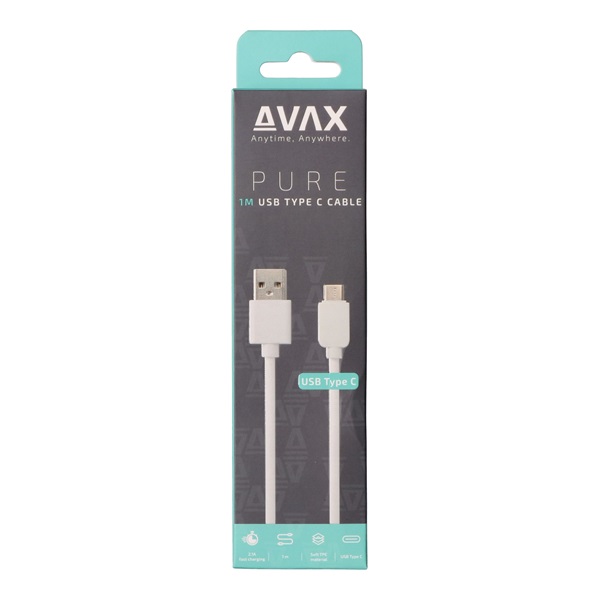 Avax CB103W Pure 1m 2,1A USB A-Type-C fehér adat- és töltőkábel