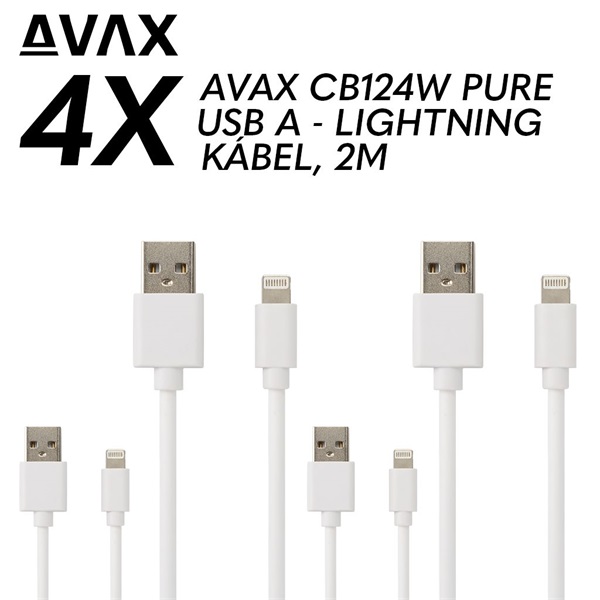 AVAX CB124W – 4X 2m 2,1A Lightning Gyorstöltő kábelcsomag