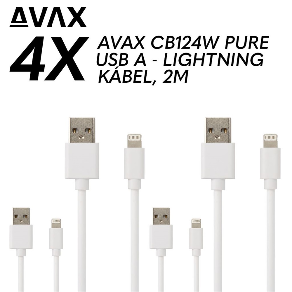 AVAX CB124W – 4X 2m 2,1A Lightning Gyorstöltő kábelcsomag