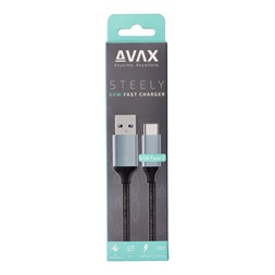 Avax CB301G Steely 1,5m 3A USB A-Type-C gyorstöltő sodorszálas acélszürke adat- és töltőkábel