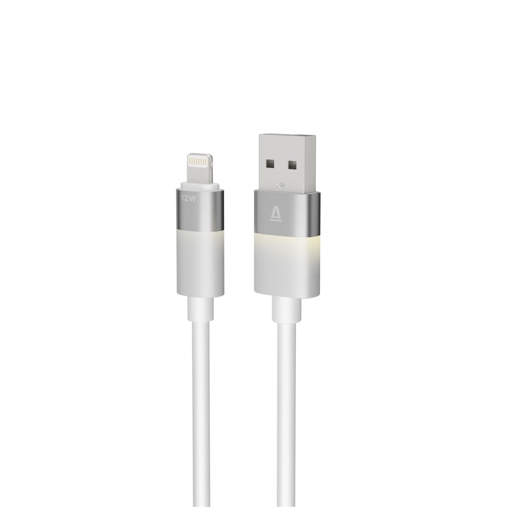 AVAX CB310 GLOWY 1m USB-A - Lightning fehér töltőkábel