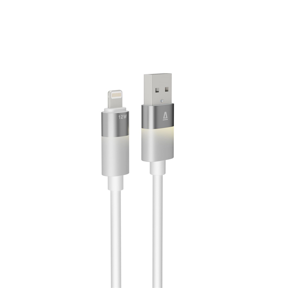 AVAX CB310 GLOWY 1m USB-A - Lightning fehér töltőkábel