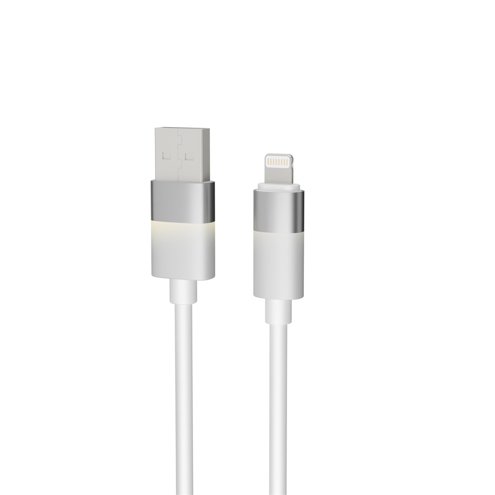 AVAX CB310 GLOWY 1m USB-A - Lightning fehér töltőkábel