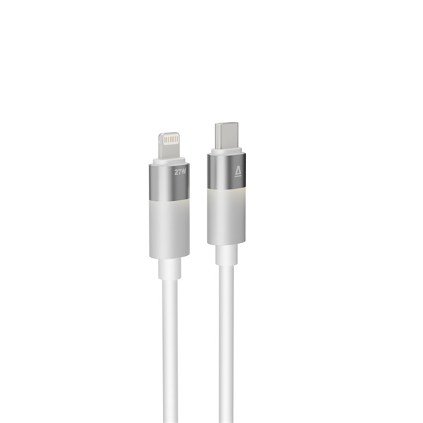 AVAX CB314 GLOWY 1m 27W USB-C - Lightning fehér gyorstöltő kábel