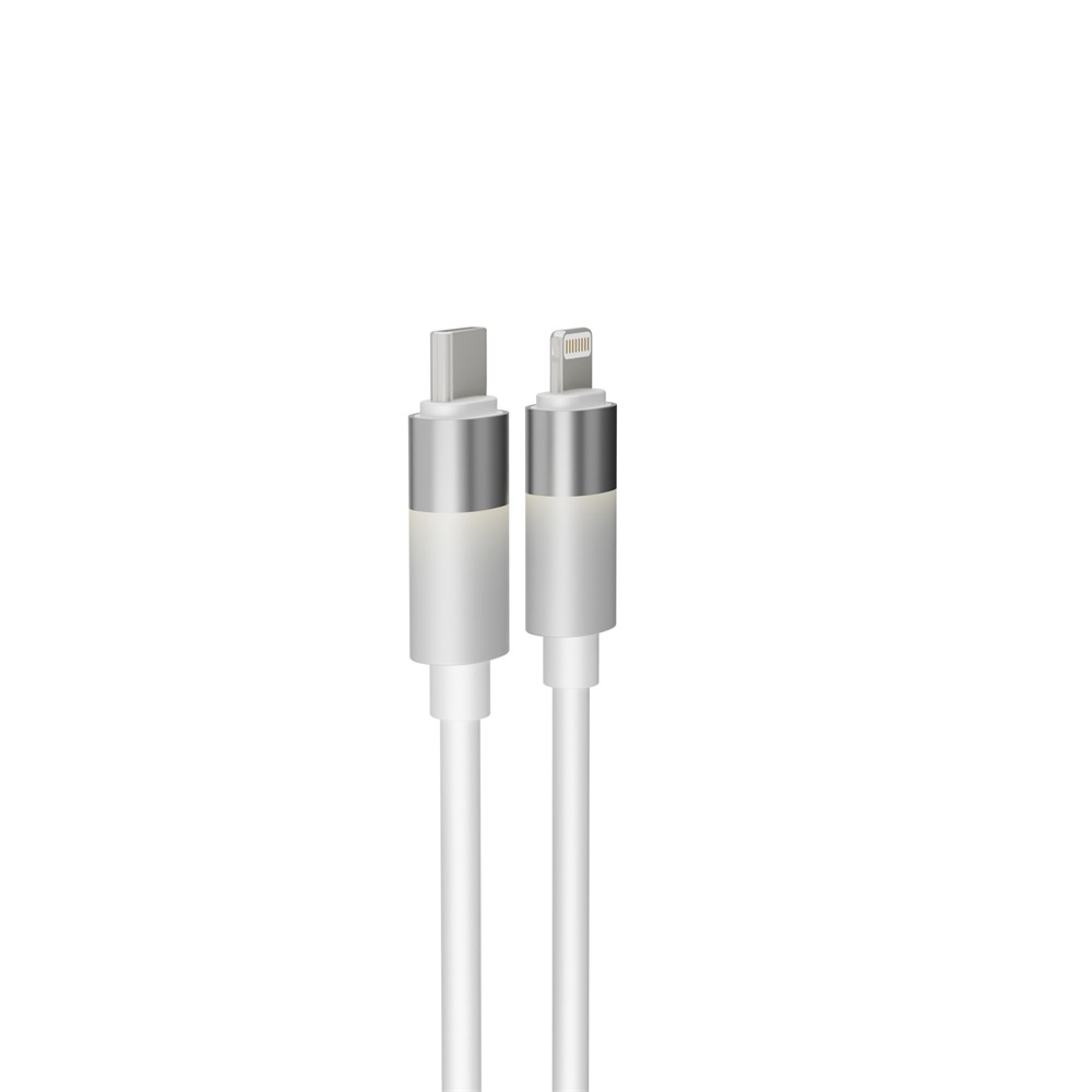 AVAX CB314 GLOWY 1m 27W USB-C - Lightning fehér gyorstöltő kábel