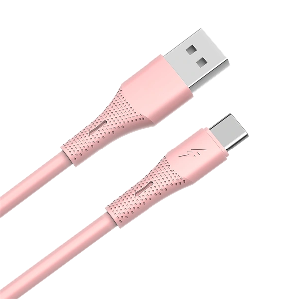 AVAX CB3303 18W USB-A – USB-C gyorstöltő szilikon kábel, 1.5 m, rózsaszín