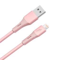 AVAX CB3306 USB-A – Lightning szilikon töltőkábel, 1.5 m, rózsaszín
