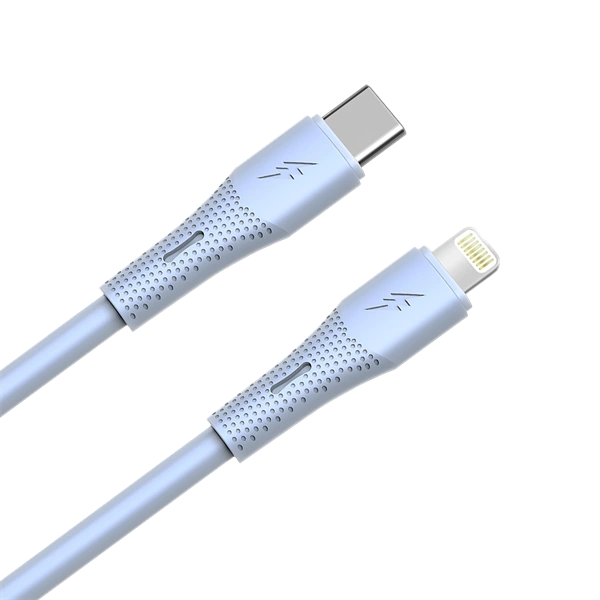 AVAX CB3311 27W USB-C – Lightning gyorstöltő szilikon kábel, 1.5 m, világoskék