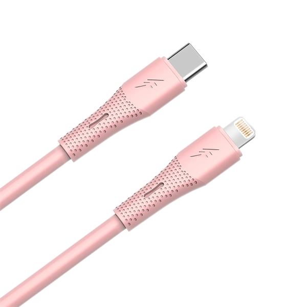 AVAX CB3312 27W USB-C – Lightning gyorstöltő szilikon kábel, 1.5 m, rózsaszín
