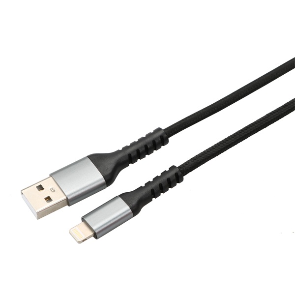 AVAX CB401G STEELY 1,5m 20W USB A-Lightning gyorstöltő sodorszálas acélszürke adat- és töltőkábel