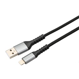 AVAX CB401G STEELY 1,5m 20W USB A-Lightning gyorstöltő sodorszálas acélszürke adat- és töltőkábel