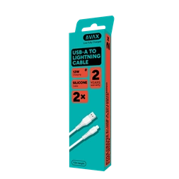 AVAX CB4302 2x USB-A – Lightning szilikon töltőkábel csomag, 1.5 m, fehér