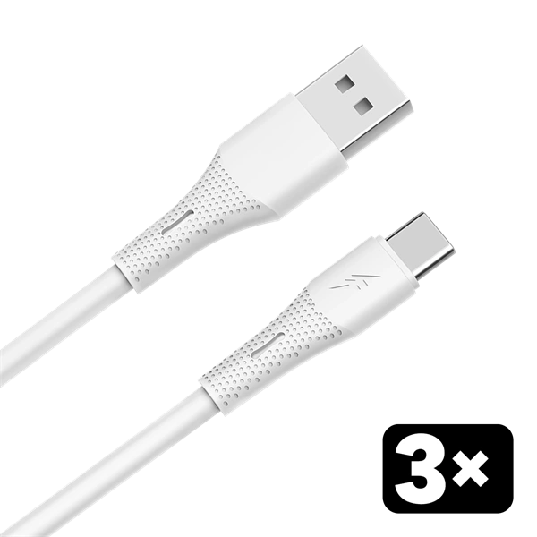 AVAX CB4305 3x 18W USB-A – USB-C gyorstöltő szilikon kábel csomag, 1.5 m, fehér