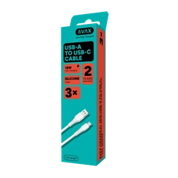 AVAX CB4305 3x 18W USB-A – USB-C gyorstöltő szilikon kábel csomag, 1.5 m, fehér