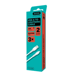 AVAX CB4306 3x USB-A – Lightning szilikon töltőkábel csomag, 1.5 m, fehér