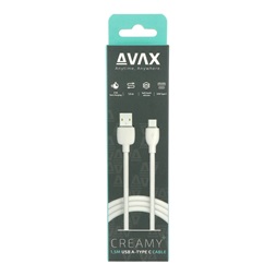 AVAX CB621 CREAMY+ USB A-Type C 2.4A, 1,5m fehér-ezüst gyorstöltő kábel