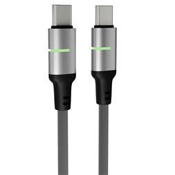 AVAX CB632 STEELY LED 1m 60W USB-C fekete fonott gyorstöltő kábel