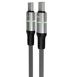 AVAX CB633 STEELY LED 2m 60W USB-C fekete fonott gyorstöltő kábel