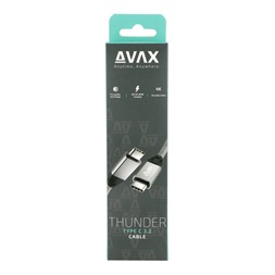 AVAX CB901 THUNDER 1m 3.2 Type C, USB4 100W/10Gbps fonott viharszürke kábel