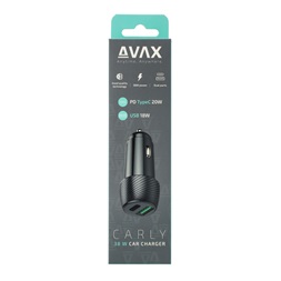 AVAX CC303B CARLY 38W Autós töltő USB A (QC)+Type C (PD), fekete