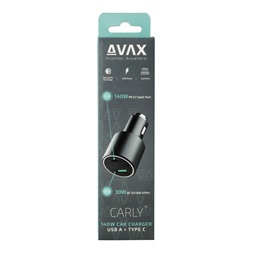 AVAX CC680B CARLY+ 140W USB A+Type C fekete autós töltő