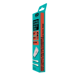 AVAX CH6417 30W GaN töltő és 60W USB-C szilikon kábel csomag, rózsaszín