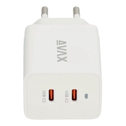 AVAX CH900W PRIME 47W GaN gyors hálózati töltő 2x Type C (PD), fehér
