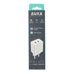 AVAX CH900W PRIME 47W GaN gyors hálózati töltő 2x Type C (PD), fehér