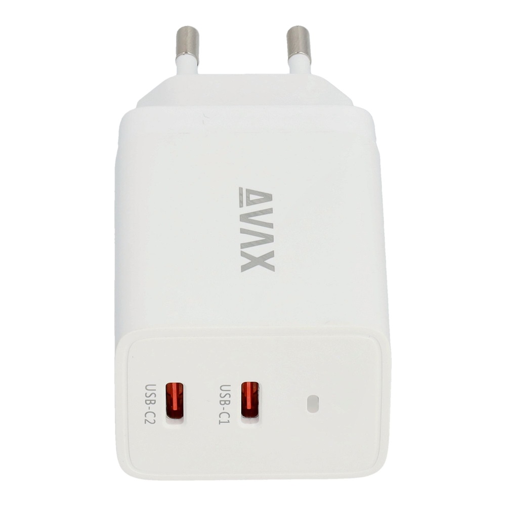 AVAX CH901W PRIME 67W GaN gyors hálózati töltő 2x Type C (PD), fehér
