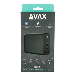 AVAX DC637 DESKY+ 200W GaN 4xType C (PD 3.0) gyorstöltő elosztó