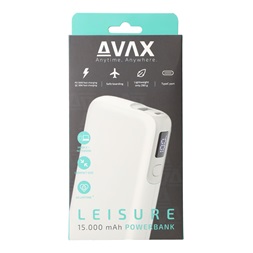 AVAX PB106W LEISURE 15000mAh Type C/PD 30W+QC 18W gyorstöltő fehér power bank