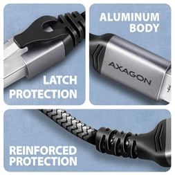 AXAGON ADE-AM20 USB-A Gigabit Ethernet adapter integrált CAT6 hálózati RJ-45 kábellel (2 m)