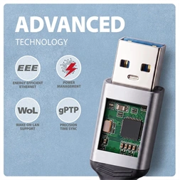 AXAGON ADE-AM30 USB-A Gigabit Ethernet adapter integrált CAT6 hálózati RJ-45 kábellel (3 m)