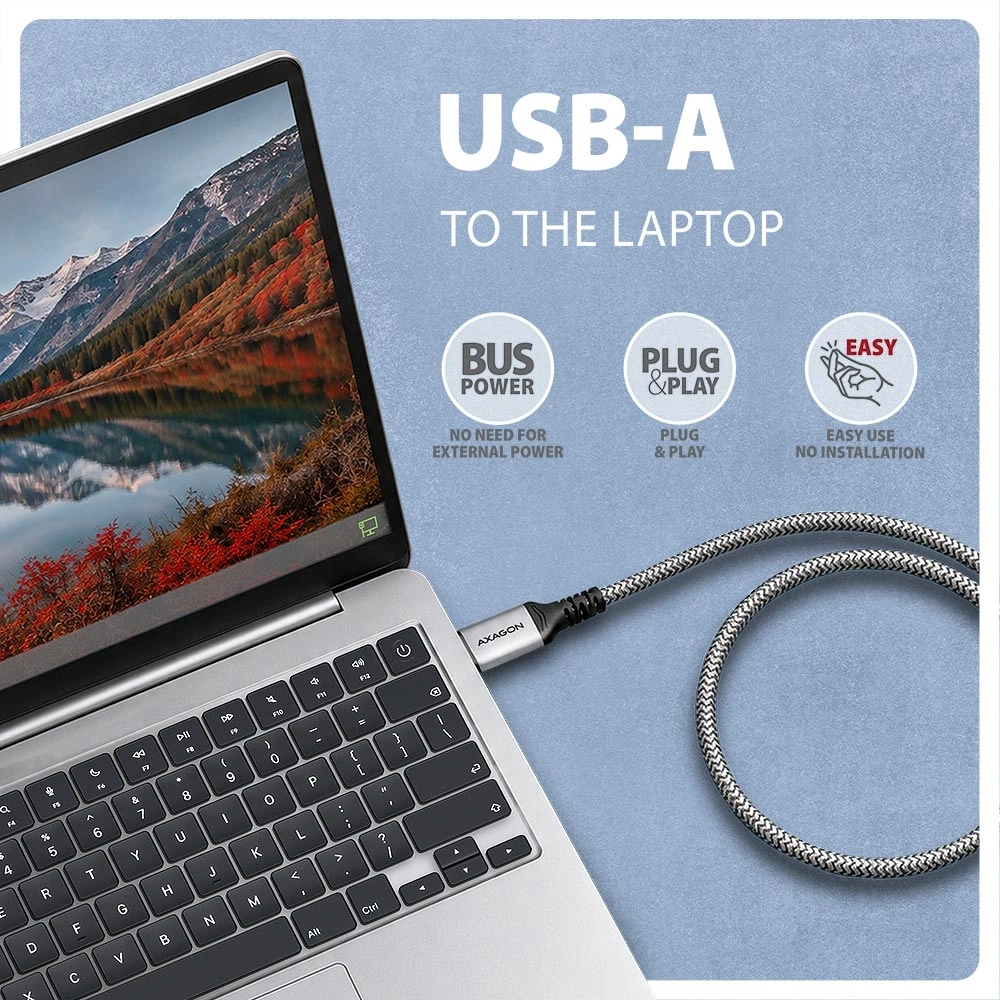 AXAGON ADE-AM50 USB-A Gigabit Ethernet adapter integrált CAT6 hálózati RJ-45 kábellel (5 m)