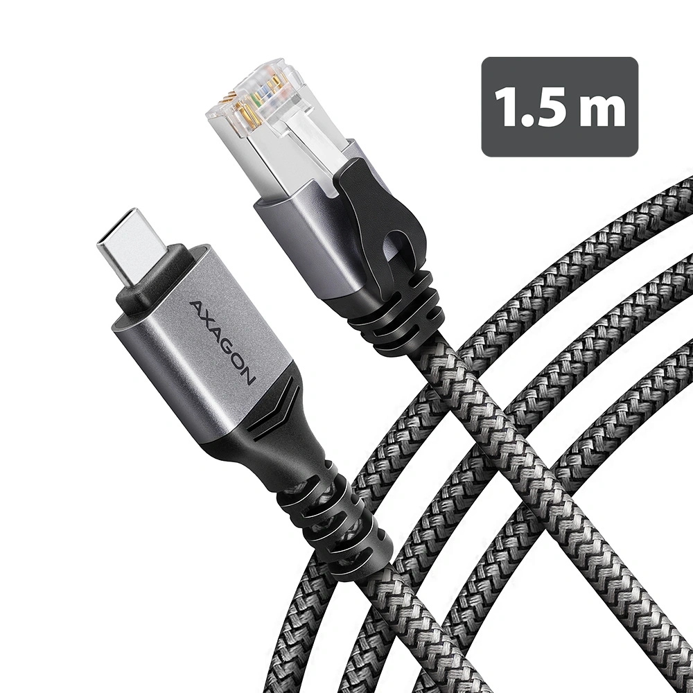 AXAGON ADE-CM15 USB-C Gigabit Ethernet adapter integrált CAT6 hálózati RJ-45 kábellel (1,5 m)