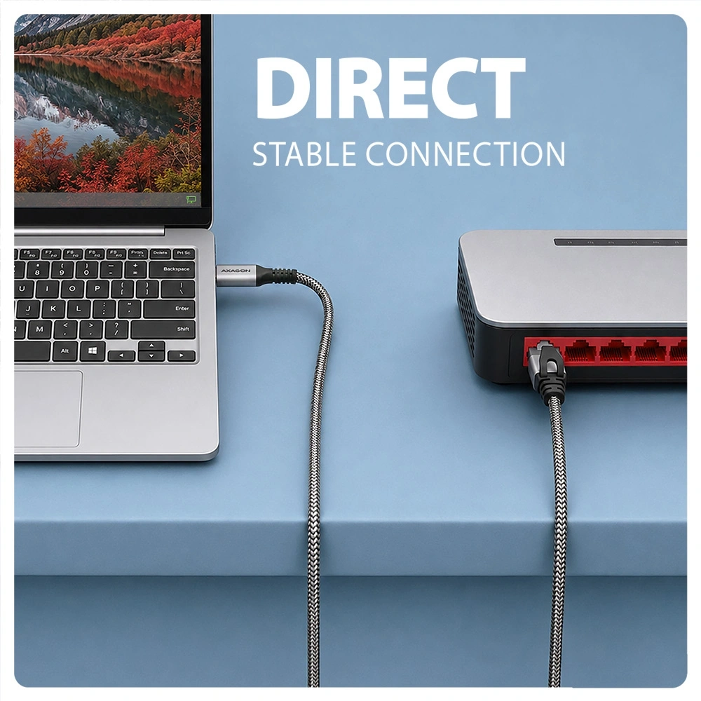 AXAGON ADE-CM20 USB-C Gigabit Ethernet adapter integrált CAT6 hálózati RJ-45 kábellel (2 m)