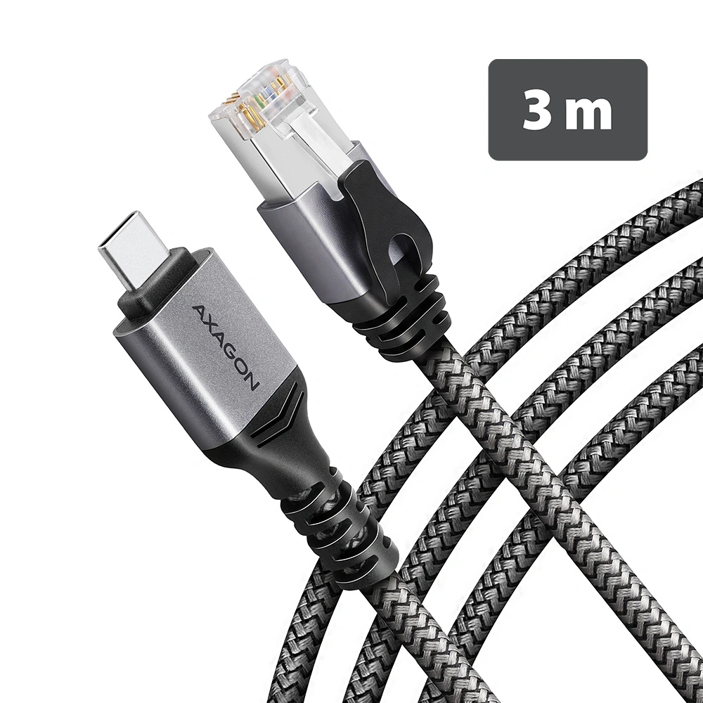 AXAGON ADE-CM30 USB-C Gigabit Ethernet adapter integrált CAT6 hálózati RJ-45 kábellel (3 m)