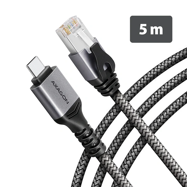 AXAGON ADE-CM50 USB-C Gigabit Ethernet adapter integrált CAT6 hálózati RJ-45 kábellel (5 m)