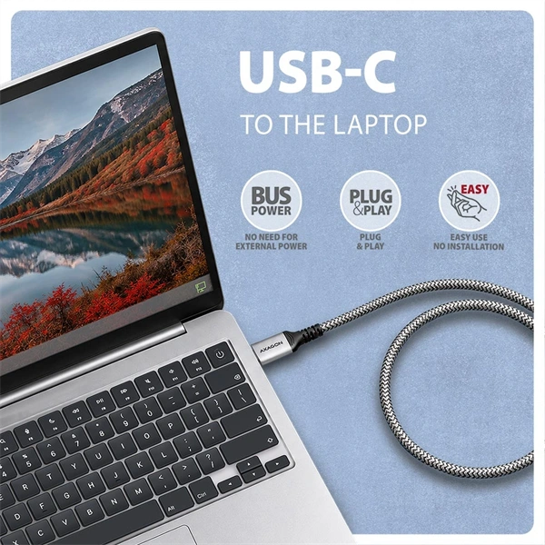 AXAGON ADE-CM50 USB-C Gigabit Ethernet adapter integrált CAT6 hálózati RJ-45 kábellel (5 m)
