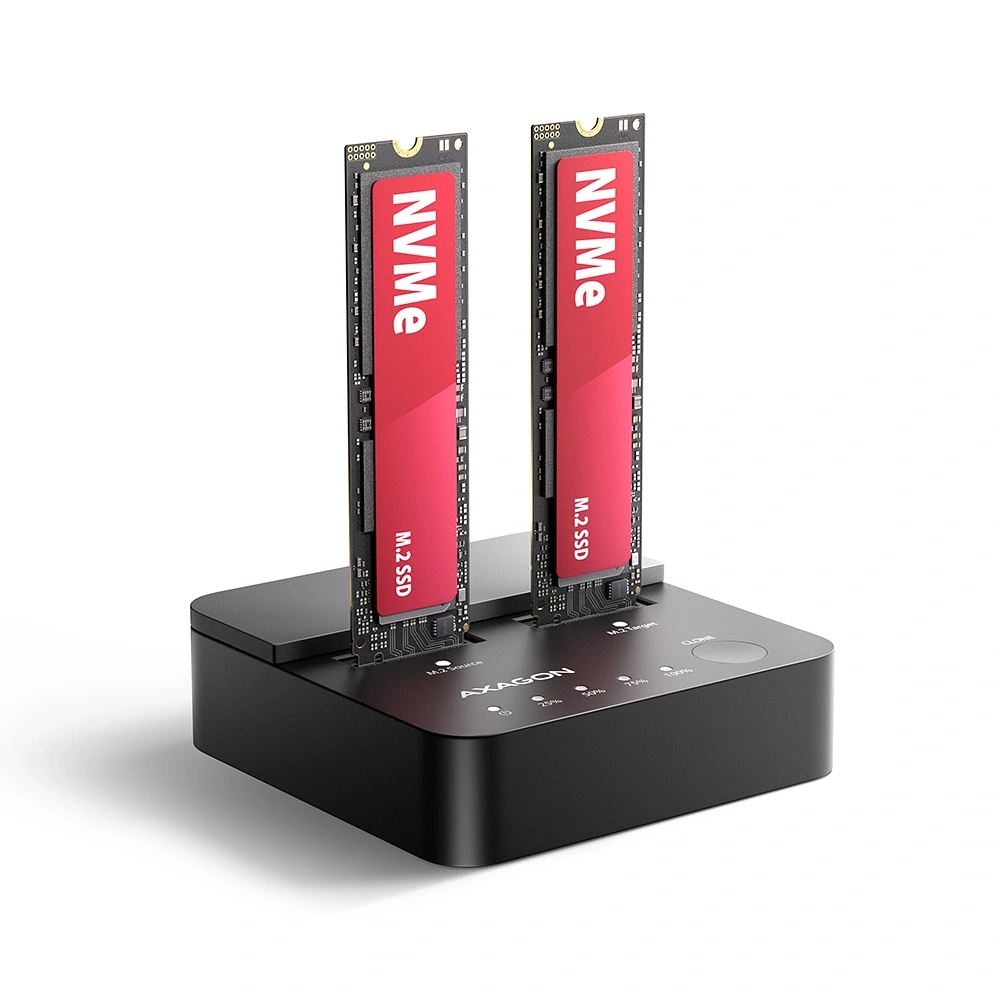 AXAGON ADSA-M2C22L USB-C 20Gbps Dual M.2 NVMe SSD Docking and Cloning Station