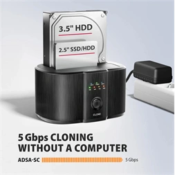AXAGON ADSA-SC USB-C 5Gbps dokkoló állomás 2x 2,5"/3,5" SSD/HDD-hez