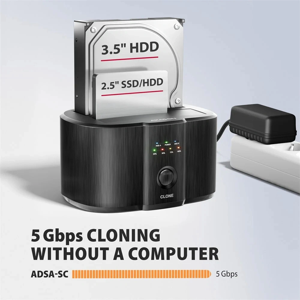 AXAGON ADSA-SC USB-C 5Gbps dokkoló állomás 2x 2,5"/3,5" SSD/HDD-hez