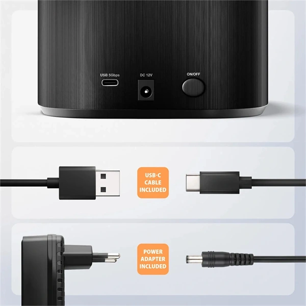 AXAGON ADSA-SC USB-C 5Gbps dokkoló állomás 2x 2,5"/3,5" SSD/HDD-hez