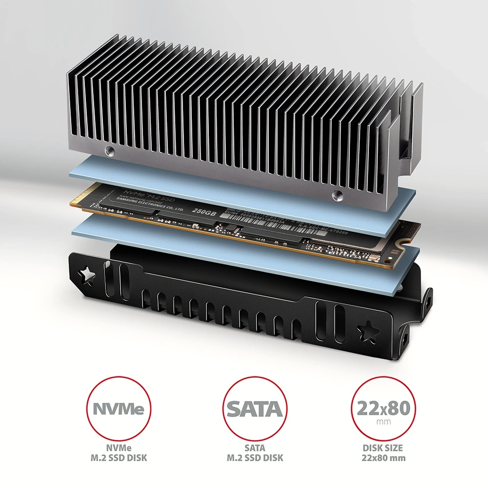 AXAGON CLR-M2XT hűtőborda M.2 SSD-hez